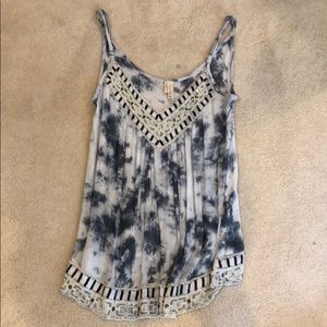 Long Tie die tank with sequins
